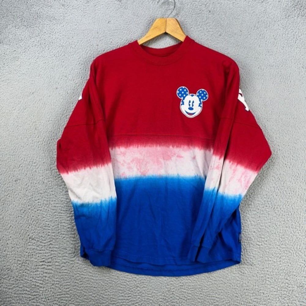 Disney Spirit Jersey Sweatshirt Men Small Red Blue Tie Dye Mickey Mouse Pullover